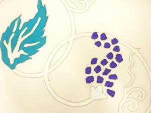 アンティーク　塩瀬　葡萄唐草模様名古屋帯